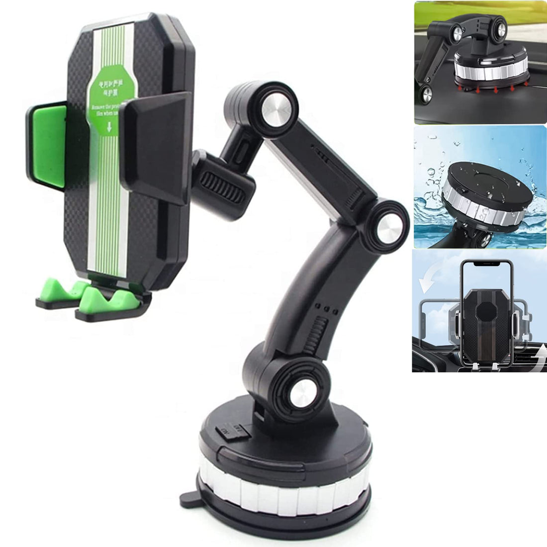 Car Phone Mount, Suction Cup Phone Holder Desk Stand, 1 Pc Universal Car Mount for Car Dashboard Windshield, Hands Free Cell Phone Holder Compatible with All Smartphones (Green)