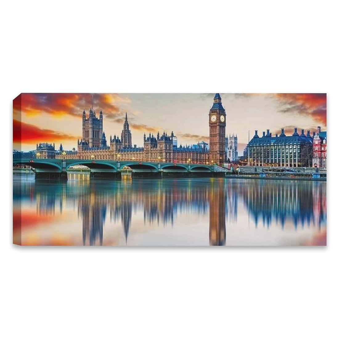 Cityscape Wall Art London Big Ben Building Thames Landscape Poster Canvas Art Poster Wall Art Picture Print Modern Family Bedroom Decor 20x40inch(50x100cm) Frame-Style