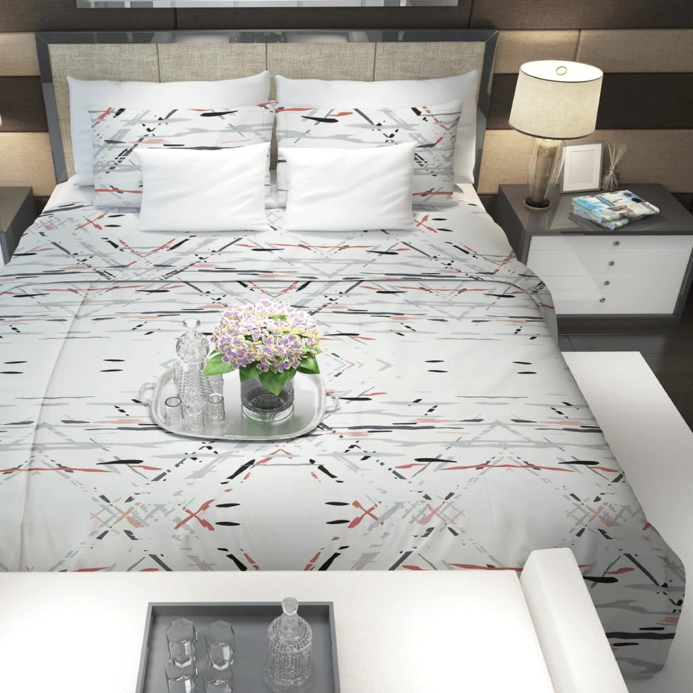 Bedn Home N Weave Printed Flat Sheet Set, 260 cm x 280 cm Size, Beige
