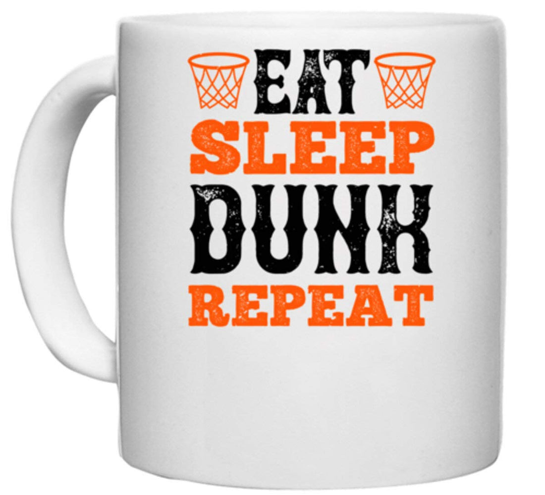 UDNAG White Ceramic Coffee/Tea Mug 'Basketball | Eat. Sleep. Dunk. Repeat 2' Perfect for Gifting [330ml]