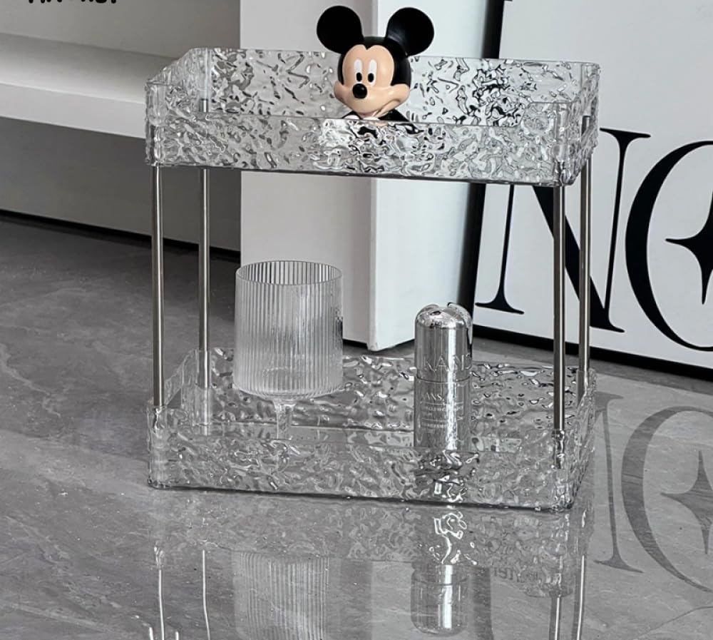 2-Tier Acrylic Makeup Organizer Clear Cosmetic Storage Rack Multi-Purpose Vanity Stand for Brushes Lipsticks Skincare Accessories Dressing Table
