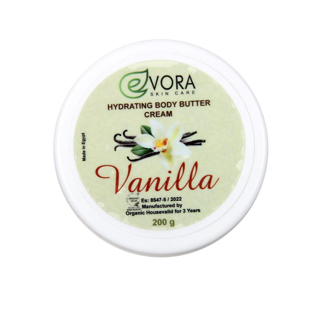 Evora Cosmetics Vanilla Body Butter, Deep Moisturizing & Nourishing, 200g