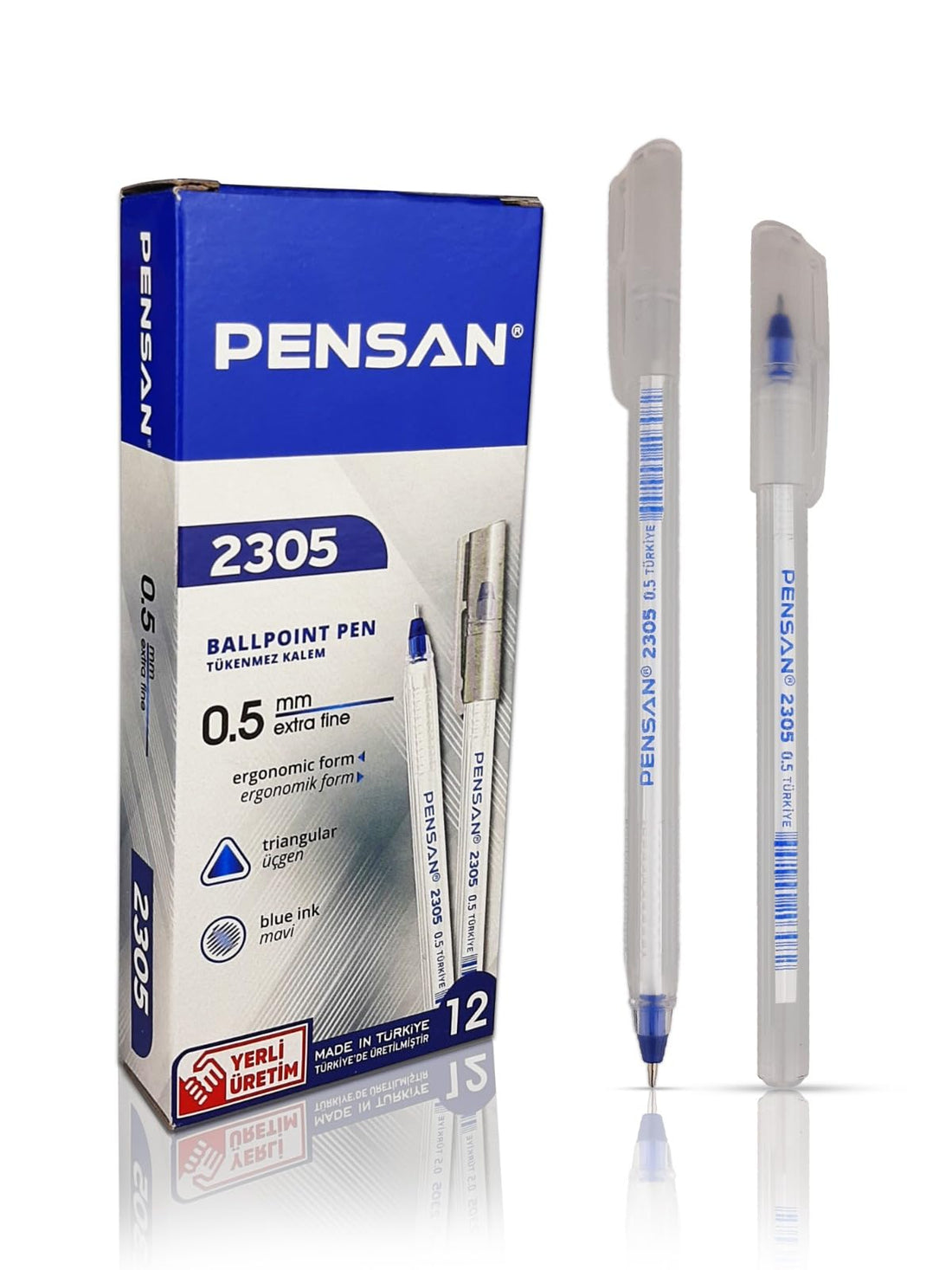 Pensan 2305 – 0.5 mm. Ballpoint Pen – Pack of 12-blue