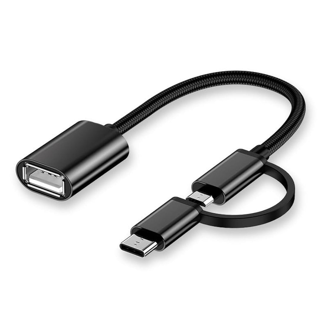 keendex KX 3178 2 IN 1 TYPE C + MICRO TO OTG LINE DATA TRANSFER CONVERTER CABLE (GP91)- black, USB