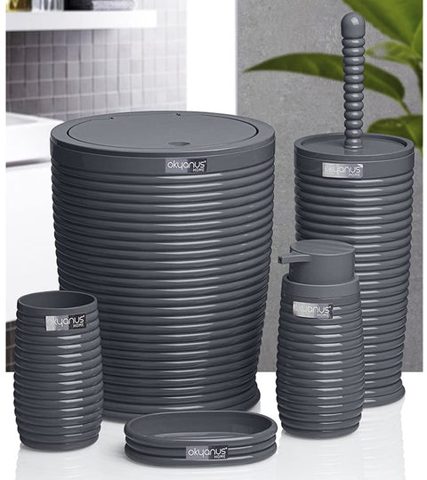 Okayanus home bathroom set of 5 pieces, elegance, gray