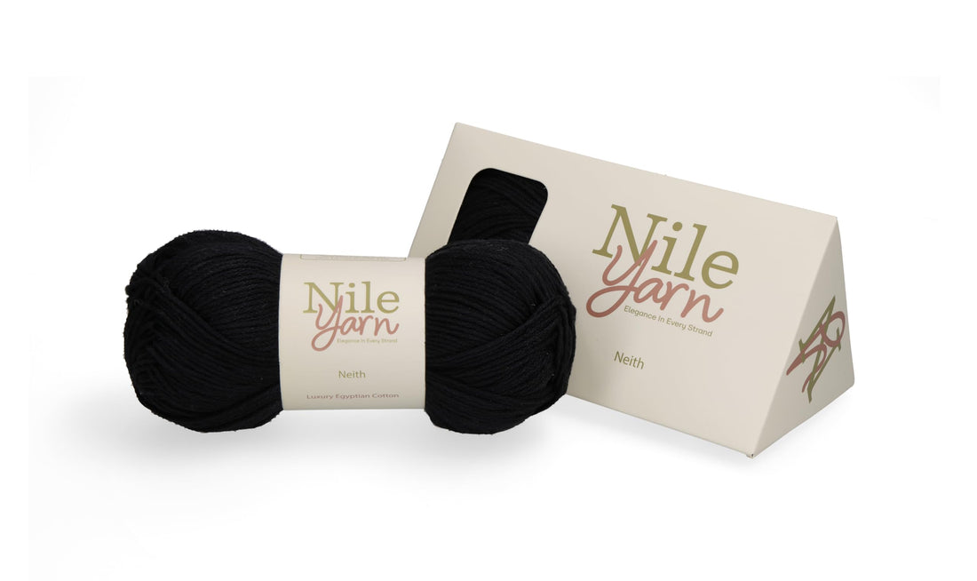Neith – 100% Egyptian Cotton DNA Verified, DK Weight, Double-Mercerized Crochet & Knitting Yarn Skein – 100g / 3.5 oz by Nile Yarn (Black Beauty)