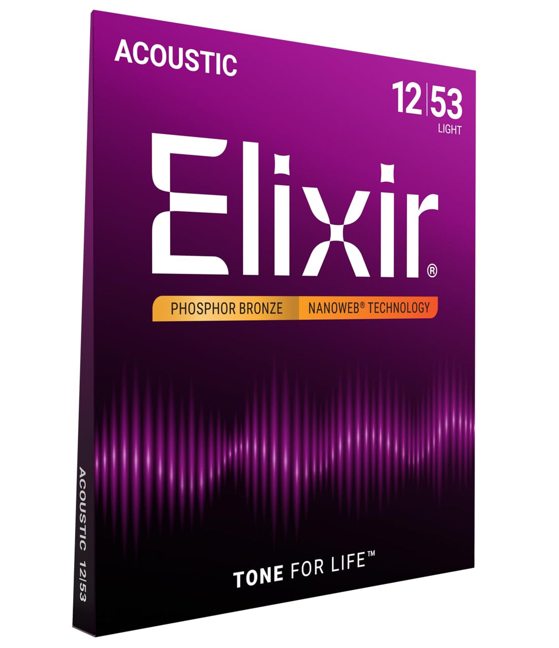Elixir 16052 Strings Phosphor Bronze Acoustic Guitar Strings w NANOWEB Coating, Light (.012-.053)