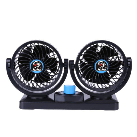 ICHE Car Fan Electric Auto Cooling Fan 24V Car Air Circulator - Dual Head 2 Speeds Quiet Powerful 360 Rotating Ventilation Dashboard Electric Car Fans for SUV Auto Vehicles Golf Cart Sedan RV Boat