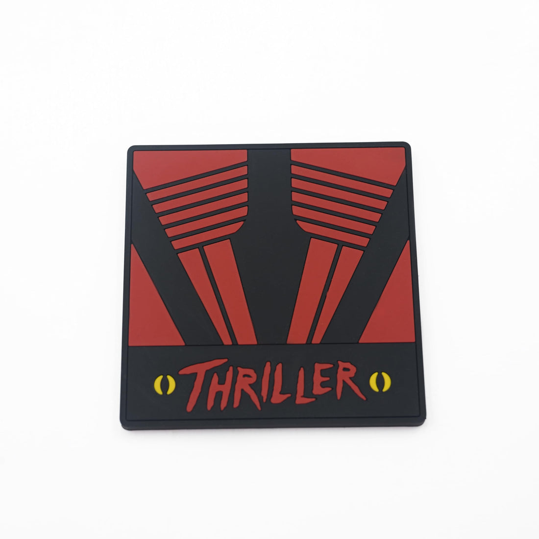 Thriller Themed PVC Coaster, Square, Black and Red, Non-Slip Drink Mat for Desk-COS-MJ-4
