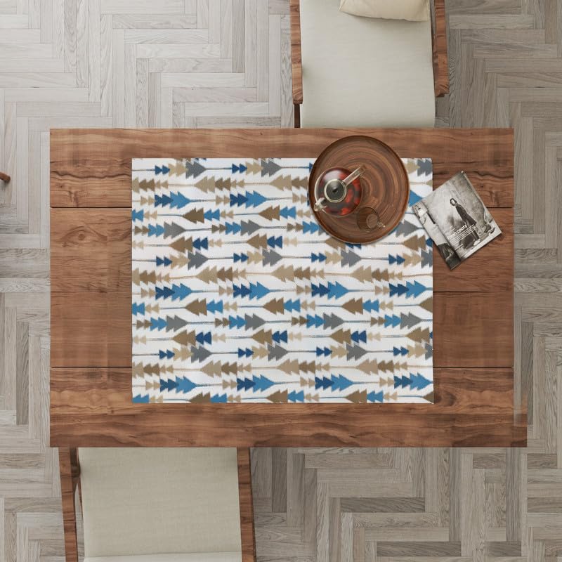 INTEX HOME Sofia Elegance Square Tablecloth – Luxurious Linen Velvet – Kitchen & Living Room Tables – For Ramadan & Events – Multiple Sizes Available - 2 Pcs– 60x60 cm - Café xBlue