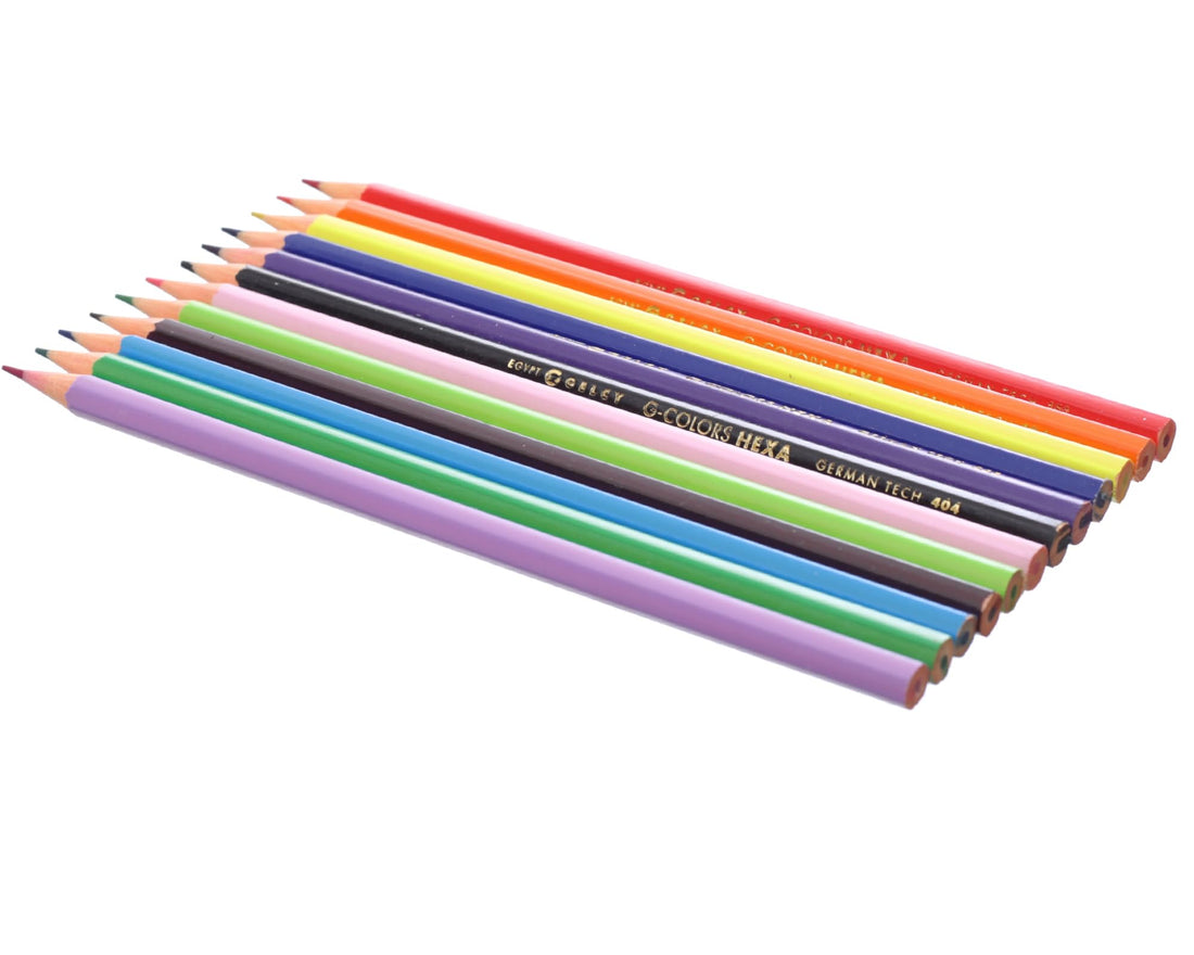 SONIX Gelly Hexa Colored Pencils 12 Long Wooden, Single Set