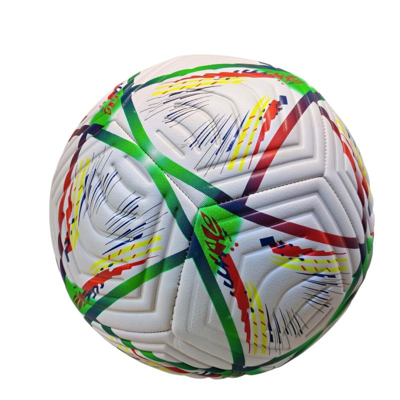 World Cup Soccer Ball, Size 5, Heat Press Technology, Foam Layer, White Multi Color