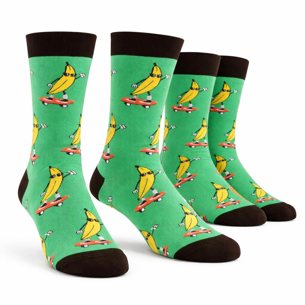 Go Bananas Design Cotton Long Socks – Unisex | 85% Egyptian Cotton | Breathable & Supportive Fit | Free Size EU 38–44 | Green
