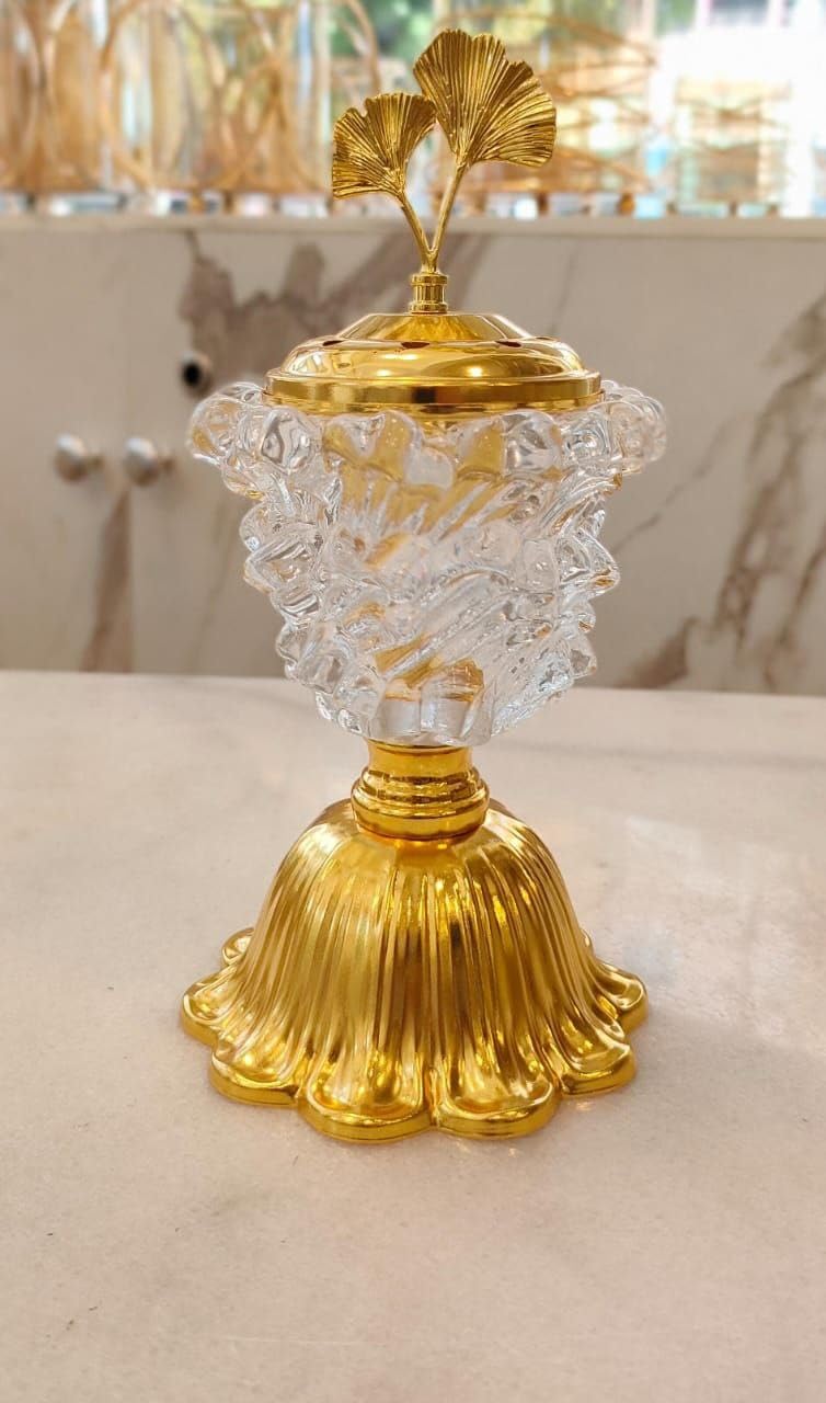 Metal And Glass Incense Burner For Home, Living Room, Office For Ramadan, Mothers day From Flamingo