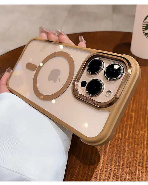 Eco Magnetic Case for iPhone 16 with Side Bumper, Compatible with Wireless Charging Cover, Clear TPU Bumper Slim Shockproof Protective Case for iPhone 16 (Desert Titanium)
