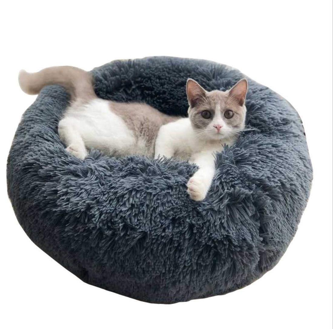 Round Plush Cat Bed House - Soft Long Plush Best Pet Dog Bed for Dogs and Cats - Winter Warm Sleeping Mat Nest