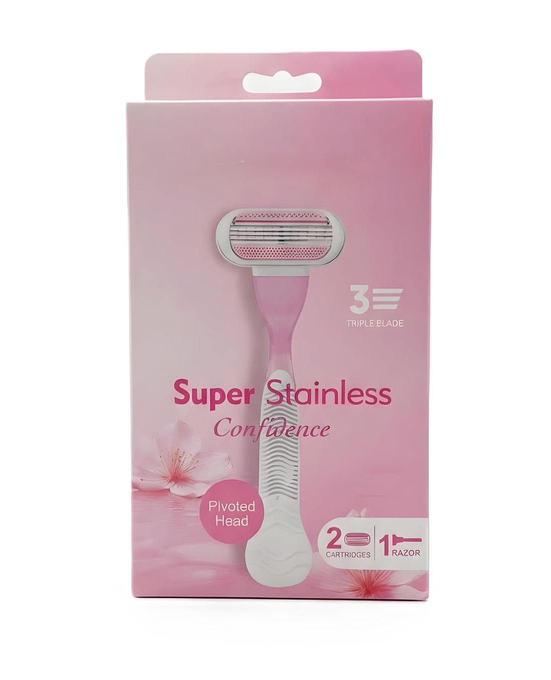 Nopatia Women's Razor 3 Stainless Steel Blades with Flexible Pivoting Head for Precise and Smooth Body Hair Removal, Includes Handle and 2 Replacements for Smooth Skin Without Irritation
