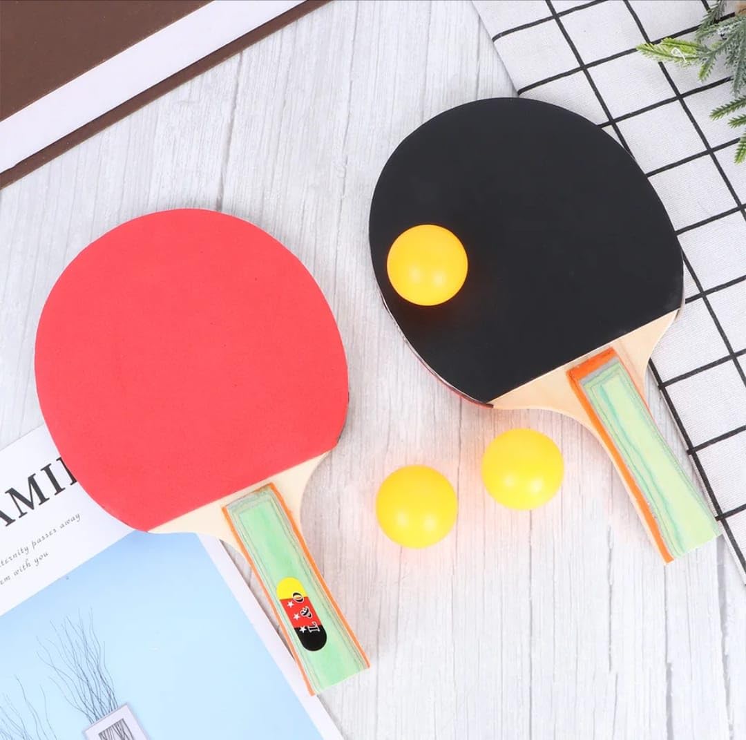 Two Ping Pong Rackets + Three Table Tennis Balls