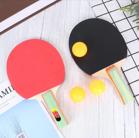 Two Ping Pong Rackets + Three Table Tennis Balls