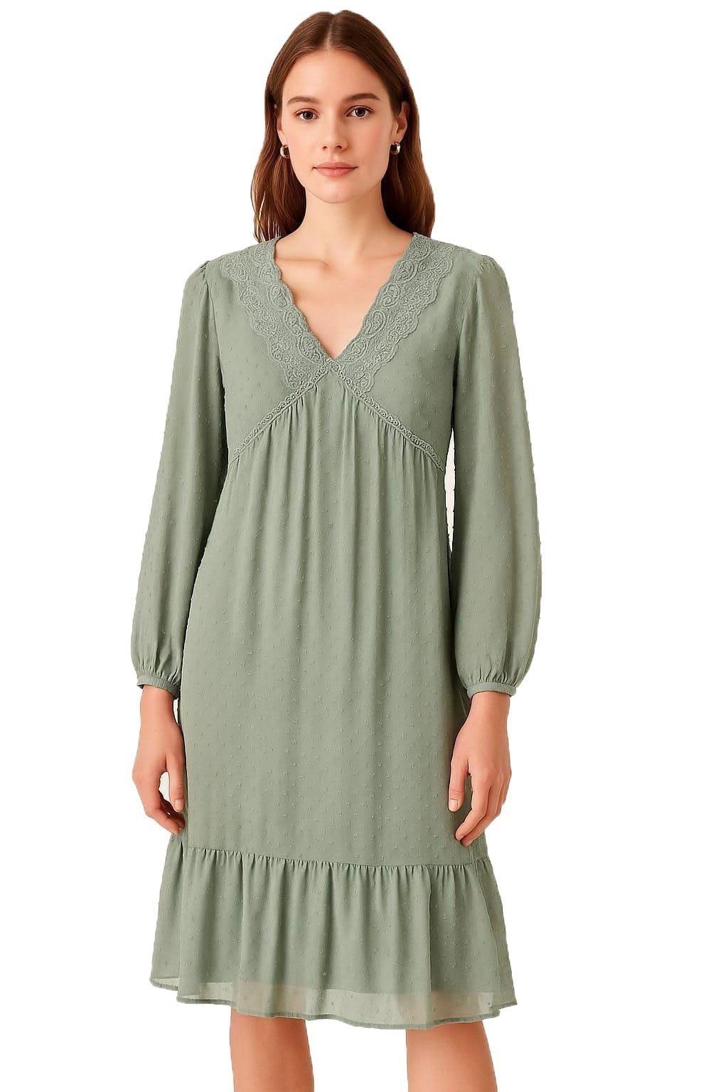 Elegant Embroidered Chiffon Dress for Women – Knee Length – Full Back Zipper – Fully Lined (Thomas & Splendor)