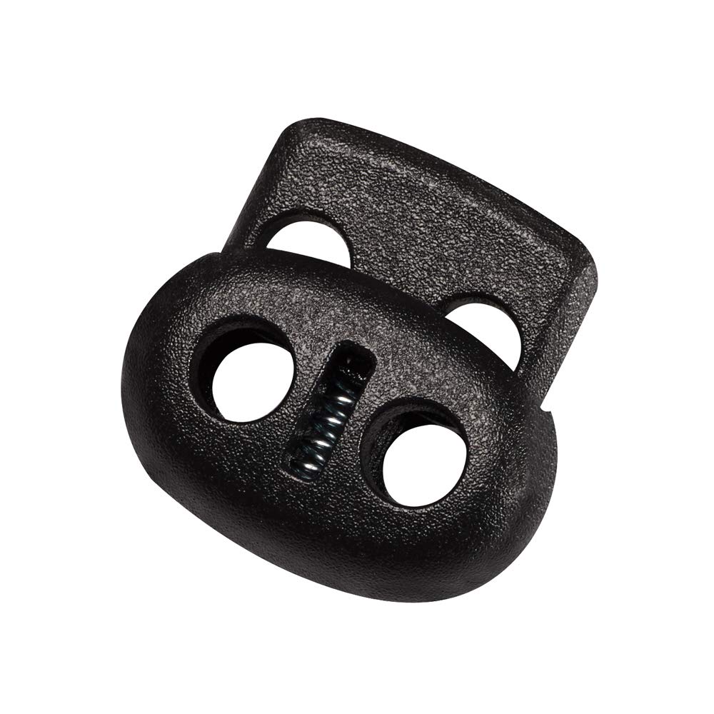 Plastic Double-Hole Cord Locks End Spring Stop Toggle Stoppers (Black，10PCS)