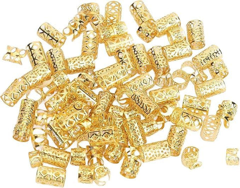 40pcs Dreadlocks Beads Hair Braid Rings Clips Veil clips Dread Locks Hair Braiding Metal Cuffs Decoration/Accessories Jewelry, Gold
