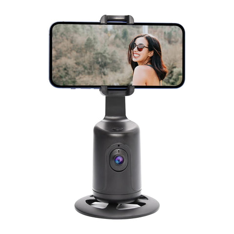 Kulee Auto Face Tracking Tripod, 360° Rotation Tracking Phone Holder, No App Required, Rechargeable Battery, Smart Selfie Stick, AI Smart Phone Holder for Streaming Video Live Vlog Chat (Black)