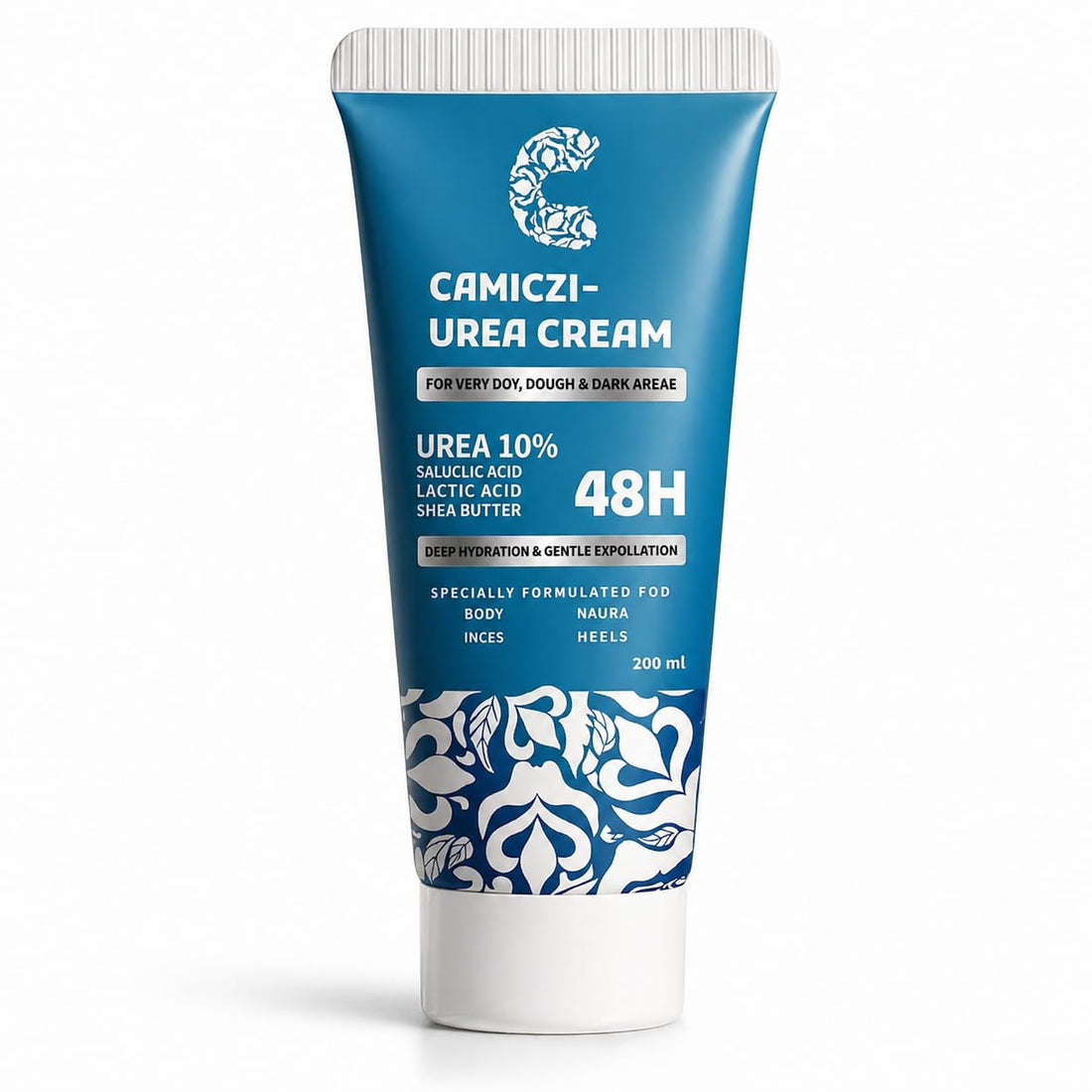 Camiczi Urea 10% Cream 200ml – Deep Hydration & Gentle Exfoliation for Dry, Rough Areas – With Lactic Acid, Salicylic Acid, Shea Butter, Rosehip & Vitamin C
