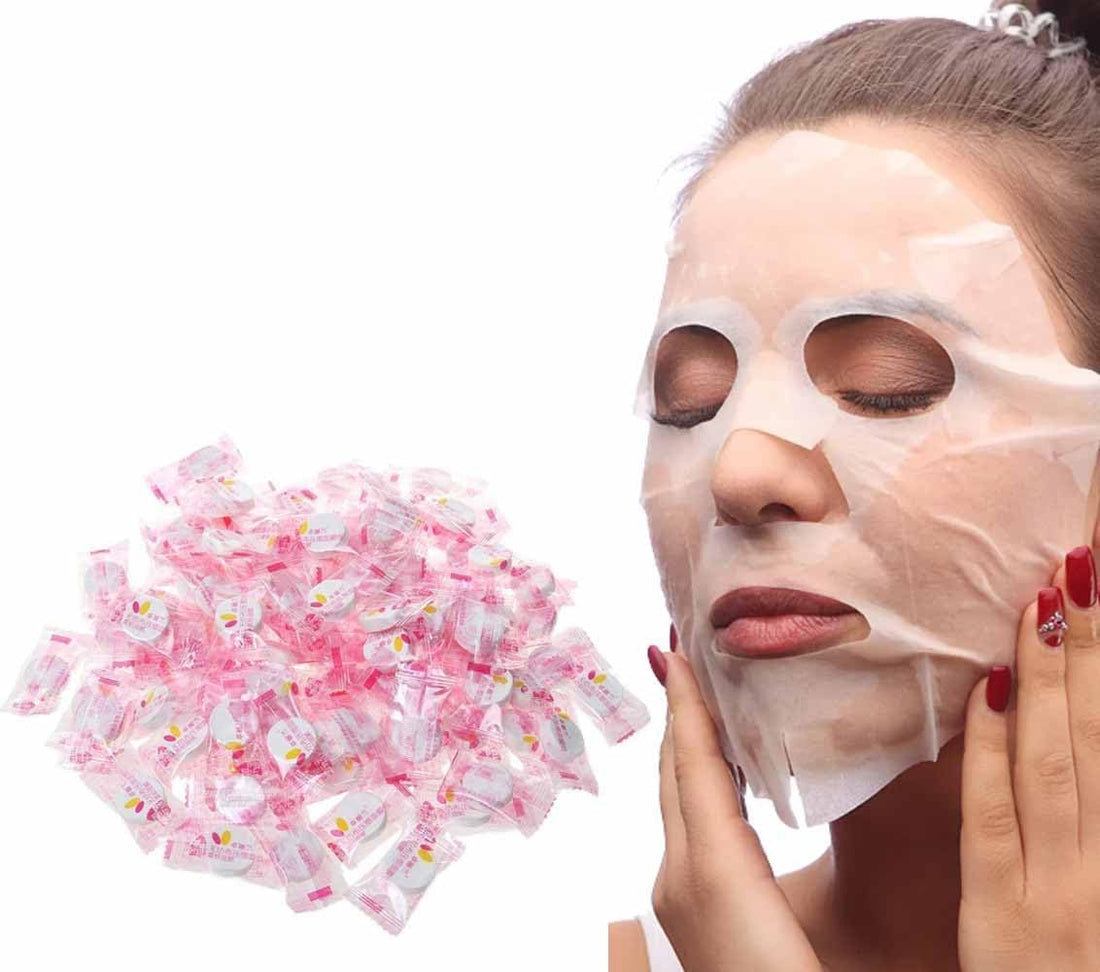 Facial Mask Sheet Paper WHITE Compressed Facial Mask Non-Woven Compressed Sheet Mask Skin Care DIY for Men and Women (pack of 10)