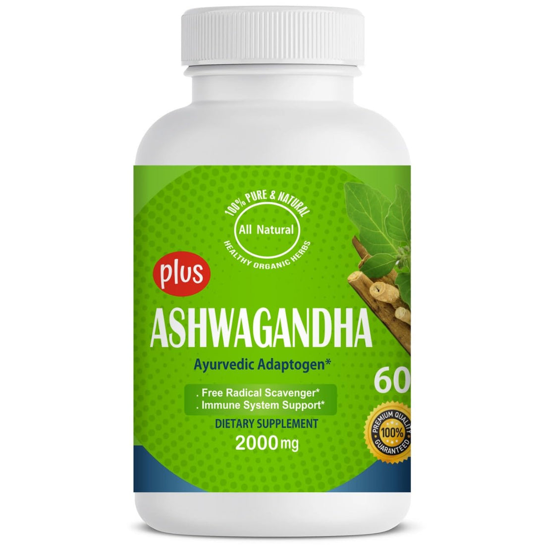 Ashwagandha Capsules Concentrate 2000ml for Immune Boost, Reduce Stress, Increase Concentration, Improve Fertility, Diabetes 60 Capsules