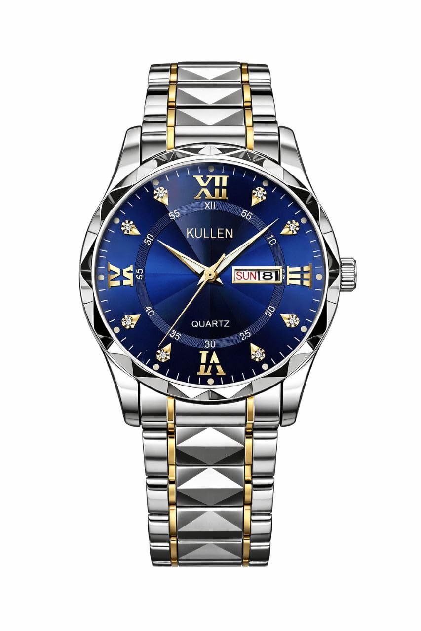 Men's Casual Business Quartz Watch With Calendar, Stainless Steel Strap