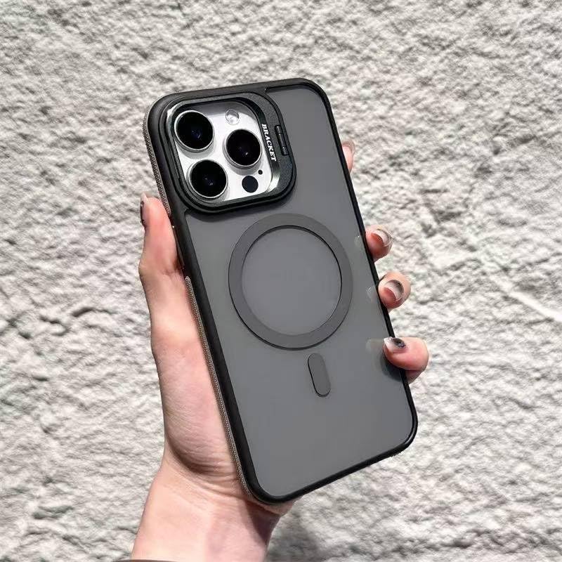 Eco Magnetic Case for iPhone16 Pro Max with Lens Stand, Compatible with Wireless Charging Cover, Anti-Fingerprint TPU Bumper Slim Shockproof Protective for iPhone 16 Pro Max(Titanium Gray)
