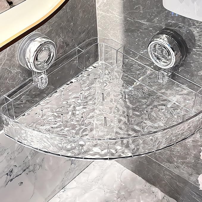 Raidley No Drill Clear Wall Caddy, Raidley Easymount Bathroom Storage Shelf-No Drilling Required, Raidleys Suction Cup Caddy, Raidley Bathroom Shelf, Raidleys No Drill Corner Shelfs (Silver)