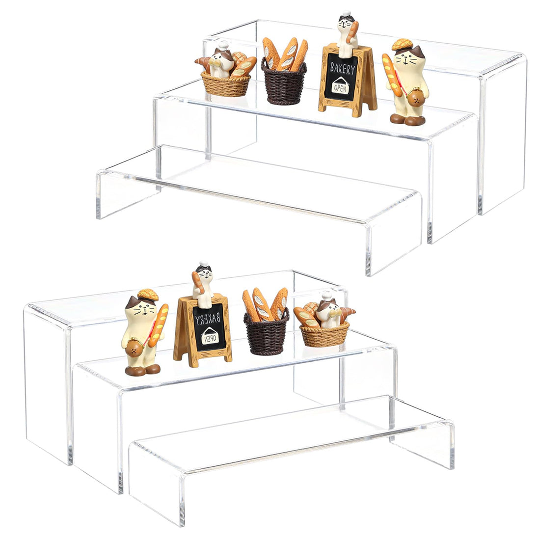 Yieach Large Clear Acrylic Risers Display Stands,6 Pcs Rectangular Display Risers for Funko Pop,Figures,Food,Showcase Collectibles Display Shelf,Retail Desktop Risers Display Stand and Decoration