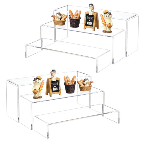 Yieach Large Clear Acrylic Risers Display Stands,6 Pcs Rectangular Display Risers for Funko Pop,Figures,Food,Showcase Collectibles Display Shelf,Retail Desktop Risers Display Stand and Decoration