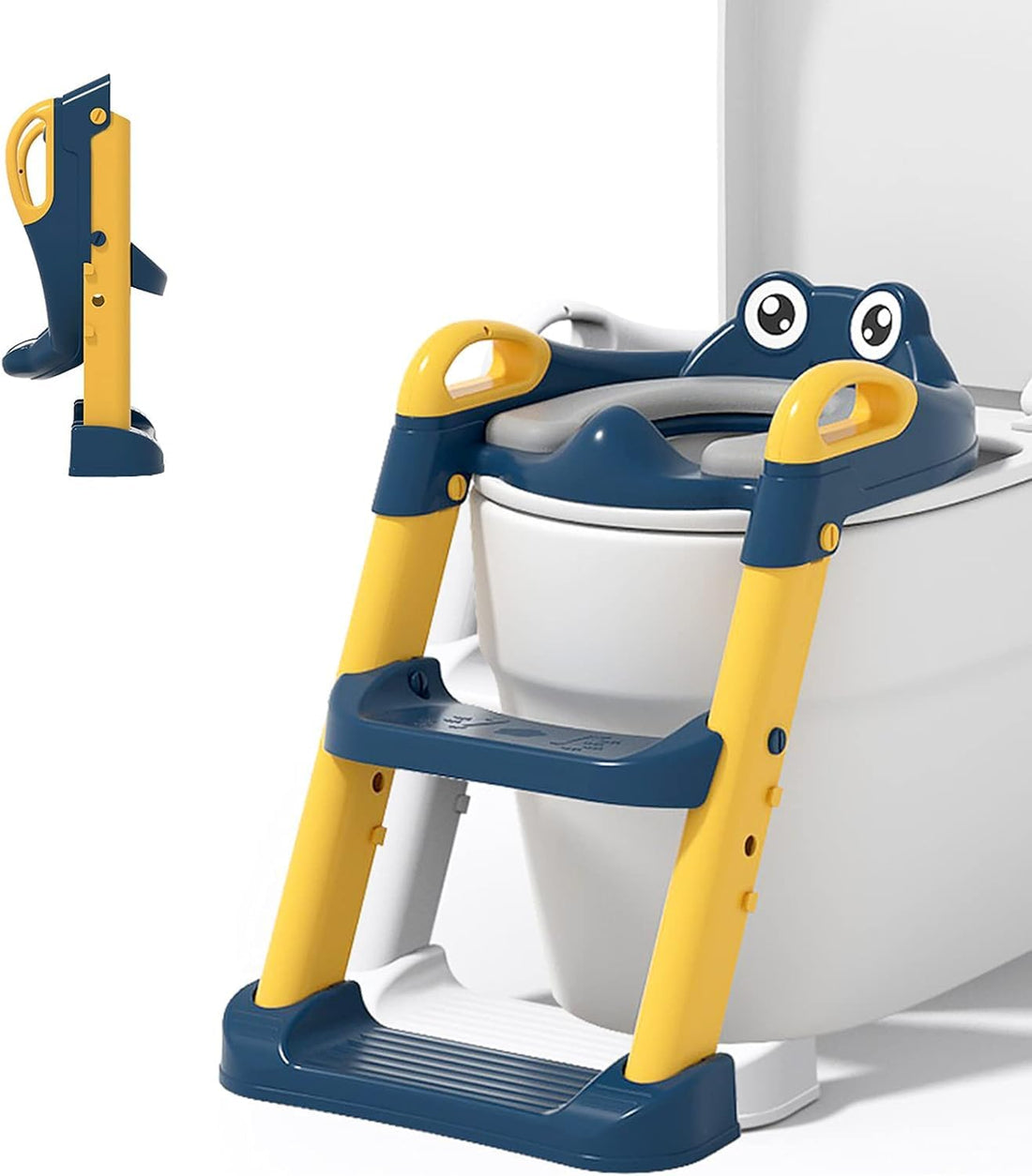 Tazweeq Toddler Toilet Potty Training with Anti- leak Washable Potty Training,Toilet for Kids Boys Girls Toddlers-Comfortable Safe Potty Seat with Anti-Slip Pads Ladder(Blue)