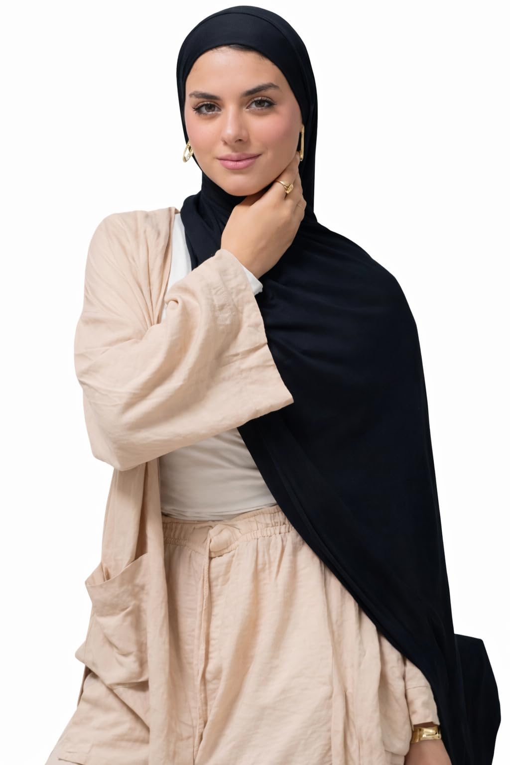 Luxury Cotton Gel Scarf with Comfortable Drawstring Bandana - 195cm Length, 75 cm Width - Solid Colors, 100% Cotton Gel Pure Material Seamless