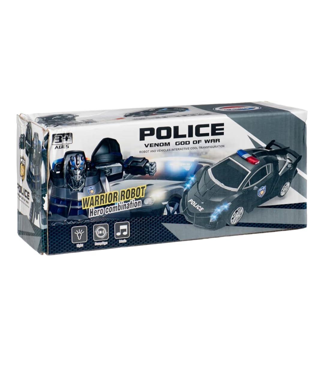 Generic Police Transform Robot Car Toy - Black