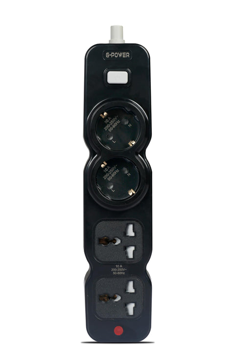 G-Power GP582BK EU Plug Power Strip Control Button With Two EU And UK Ports 250V 2M - Black