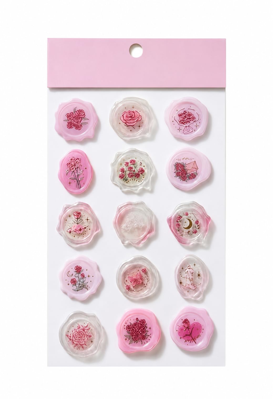 Wax Seal Stickers, Retro Rose Sea Series, 3D DIY Decorative Labels for Scrapbooking, Card Making, Envelope Sealing, 15 Pieces
