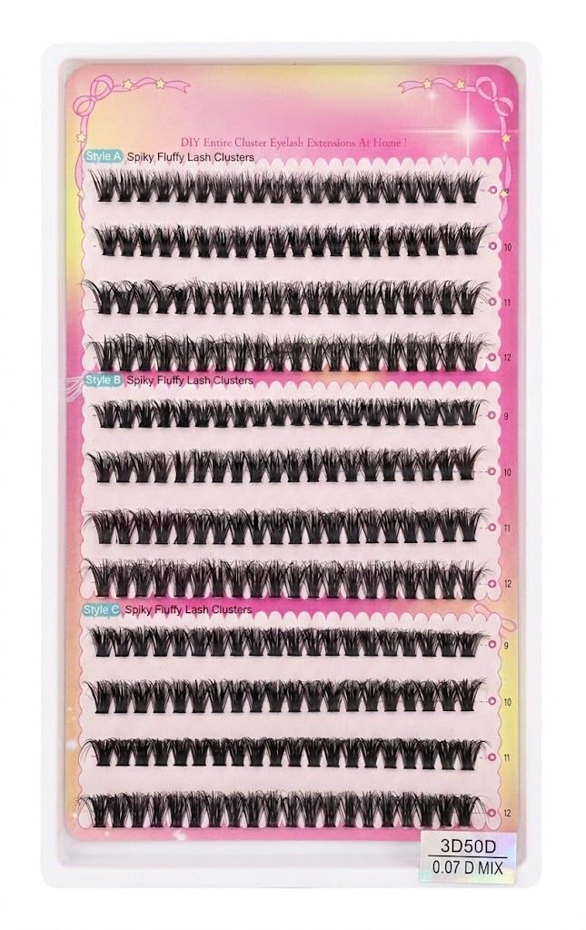 Cluster Lashes 160 Pcs Individual Lashes 20D D Curl False Eyelashes Extension Reusable Soft Lashes Extension Diy at Home (3 SHAPE -3D -50D -.07 mix SIZE)