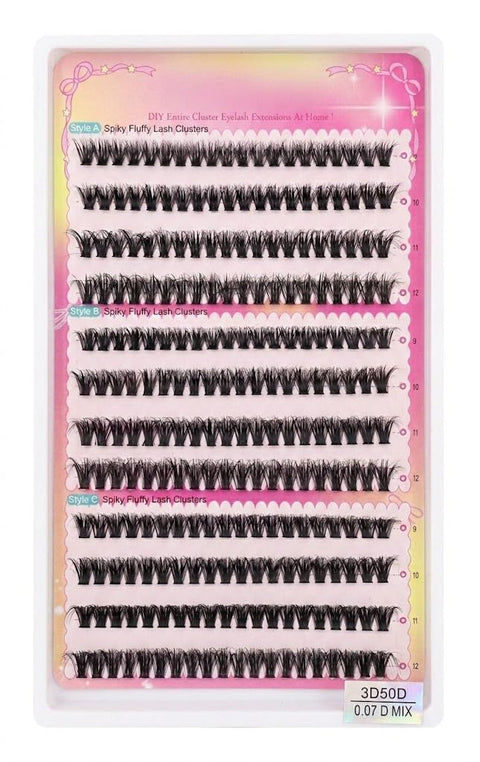 Cluster Lashes 160 Pcs Individual Lashes 20D D Curl False Eyelashes Extension Reusable Soft Lashes Extension Diy at Home (3 SHAPE -3D -50D -.07 mix SIZE)