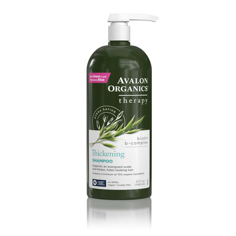 Avalon Organics Therapy Biotin B-Complex Thickening Shampoo, For an Energized Scalp and Thicker, Fuller-Looking Hair, 32 Fluid Ounces
