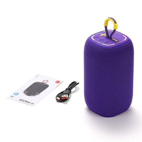 Portable Bluetooth Speaker with RGB Lights (P PRO18), IPX5 Waterproof Wireless Speaker, 12H Playtime, Deep Bass Outdoor Speaker with Integrated Carrying Strap - Purple