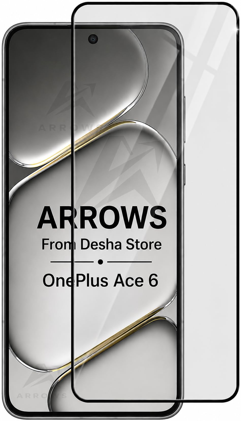 ARROWS Tempered Glass Screen Protector for OnePlus Ace 6, 9H Hardness, HD Clear, Full Coverage, Fingerprint Unlock Support, Scratch Resistant, Bubble-Free Installation