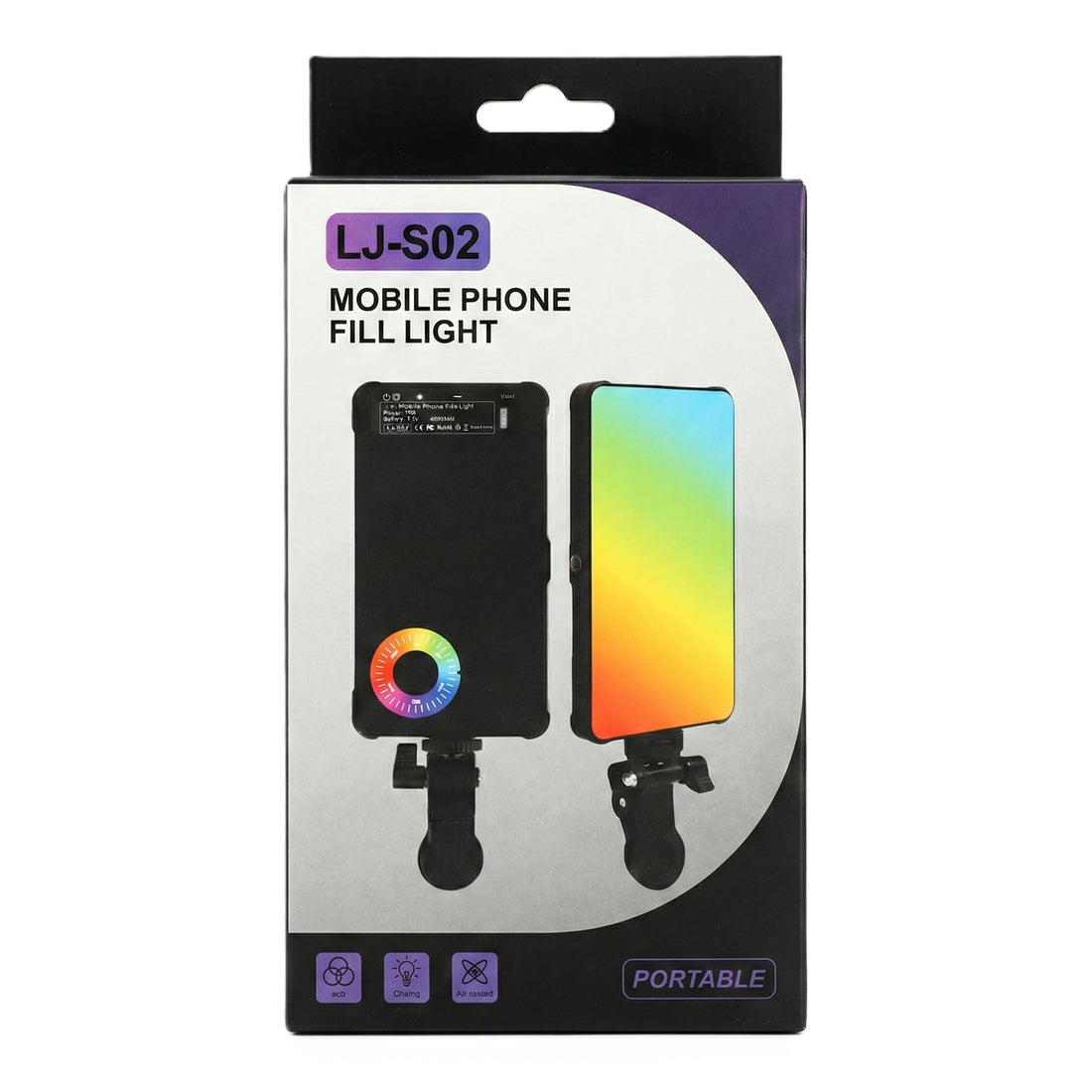 LJ-S02 Portable RGB LED Video Light 2000mAh Battery Next Store Clock Rechargeable with Adjustable Buckle for iPhone 15 14 Samsung S24 iPad Laptop