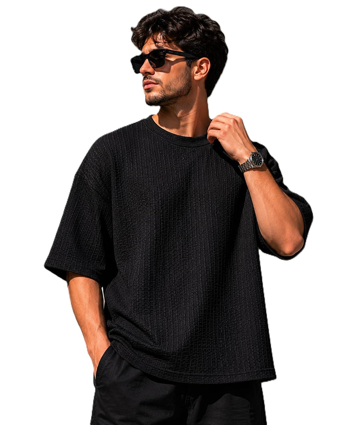 Oversize Men's Waffle Loose Fit Lightweight Soft Casual T-Shirt Multicolor