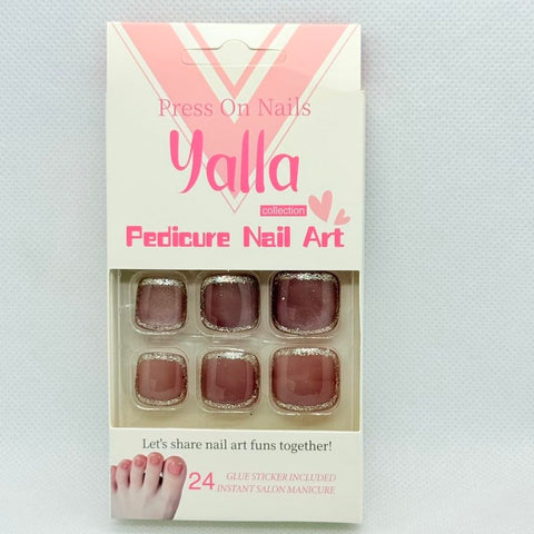 Cat Eye Effect and Nail Art - 6 Dazzling Colors - Toes Press on nails (Light Brown & Gold)