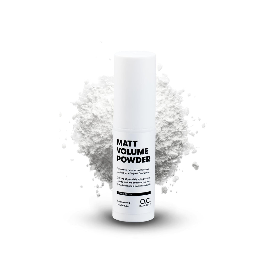 O.C. HAIRCARE Styling Powder - Hair Powder for Thin & Fine Hair - with Matte Effect - Styling Powder for Maximum Stability - Recommended by Leading Salons - Colourless Foundation and Grippy Volume