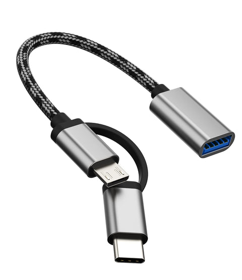 USB Female to Micro USB+USB-C Male Adapter(2in1)3.0 OTG Cable Apple IPhone15 Pro Max Ipad Android Thunderbolt Converter compatible for Samsung LG Macbook Mouse Camera Card Reader Keyboard Flash Drive